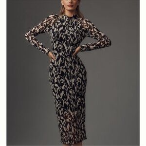 Chic Animal Print Long Sleeve Dress